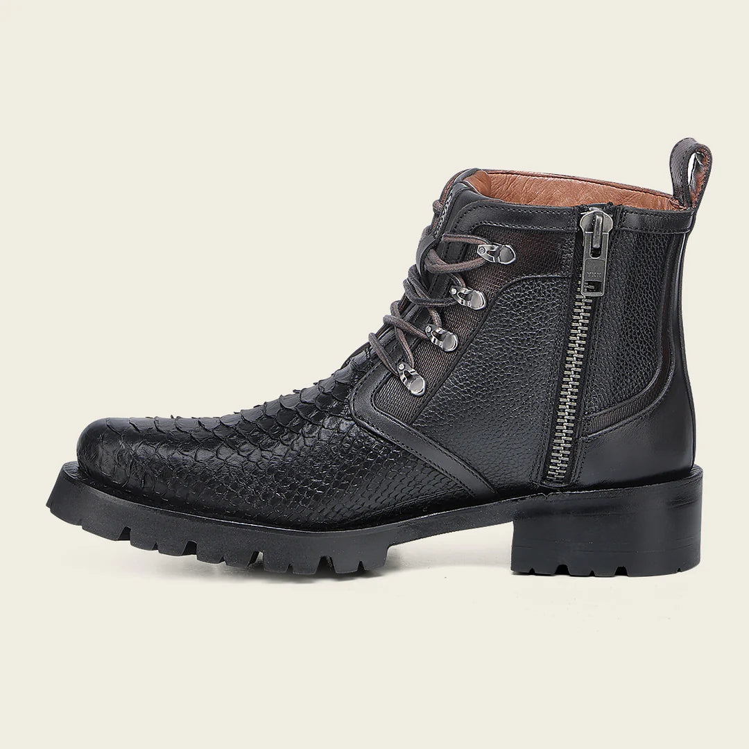4D25PH - Cuadra black dress casual python skin zip ankle boots for men