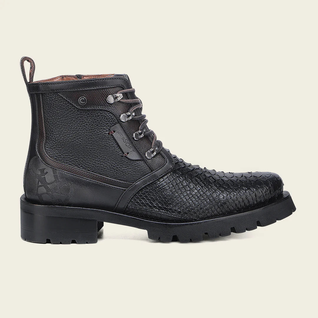4D25PH - Cuadra black dress casual python skin zip ankle boots for men