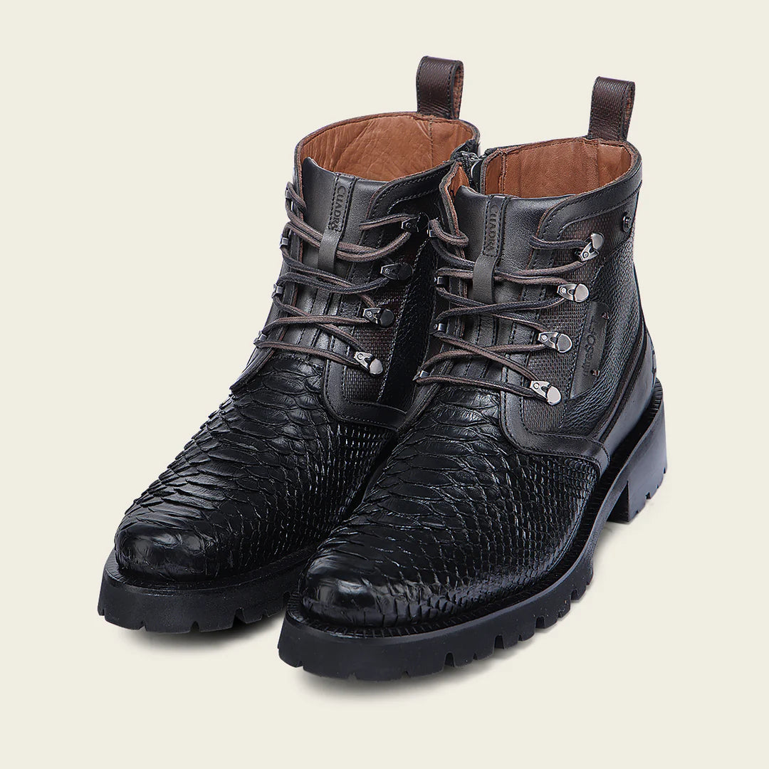 4D25PH - Cuadra black dress casual python skin zip ankle boots for men
