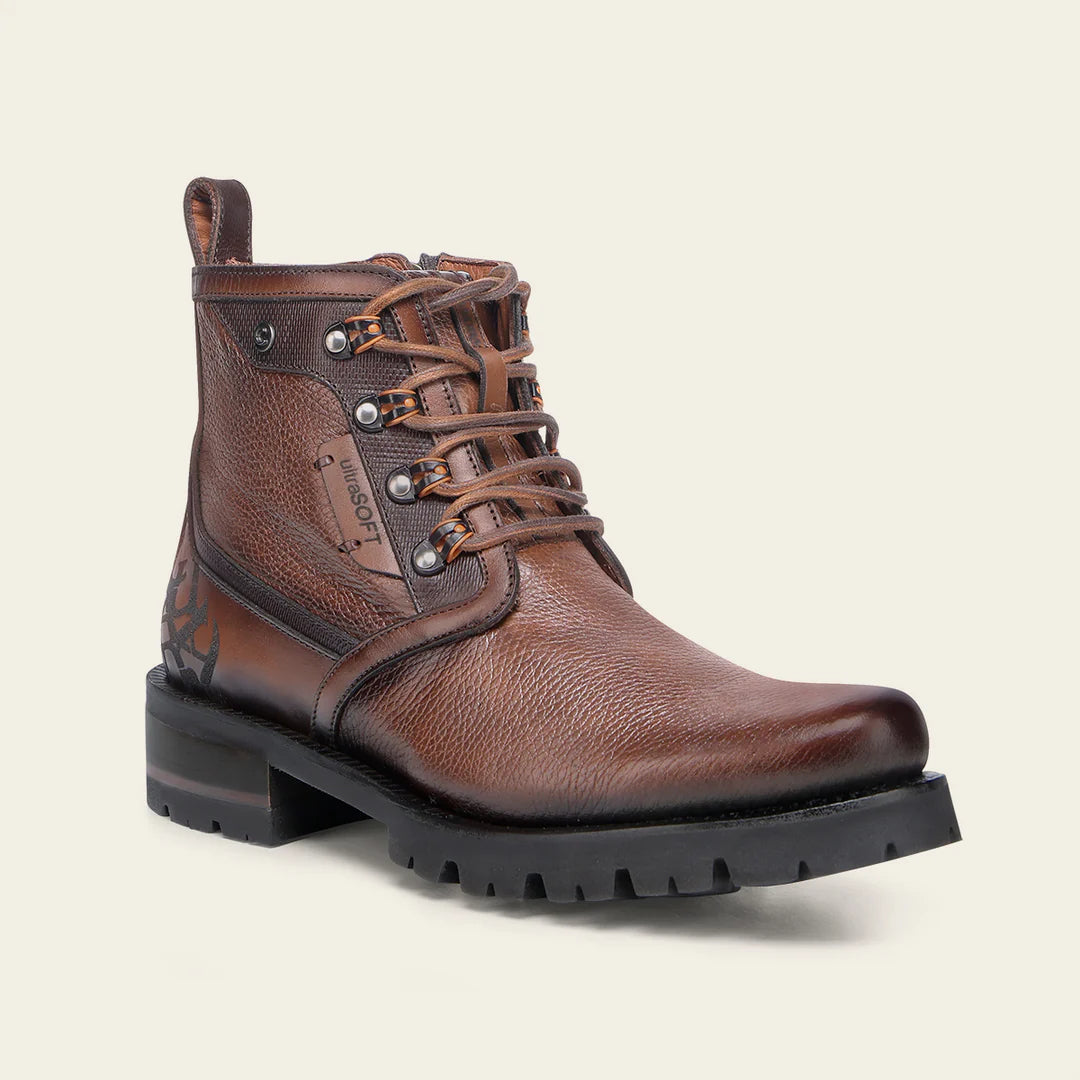 4D25VE - Cuadra honey dress casual deer leather zip ankle boots for men
