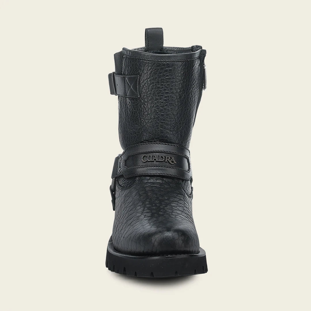 4D27TC - Cuadra black dress casual bull neck leather zip ankle boots for men