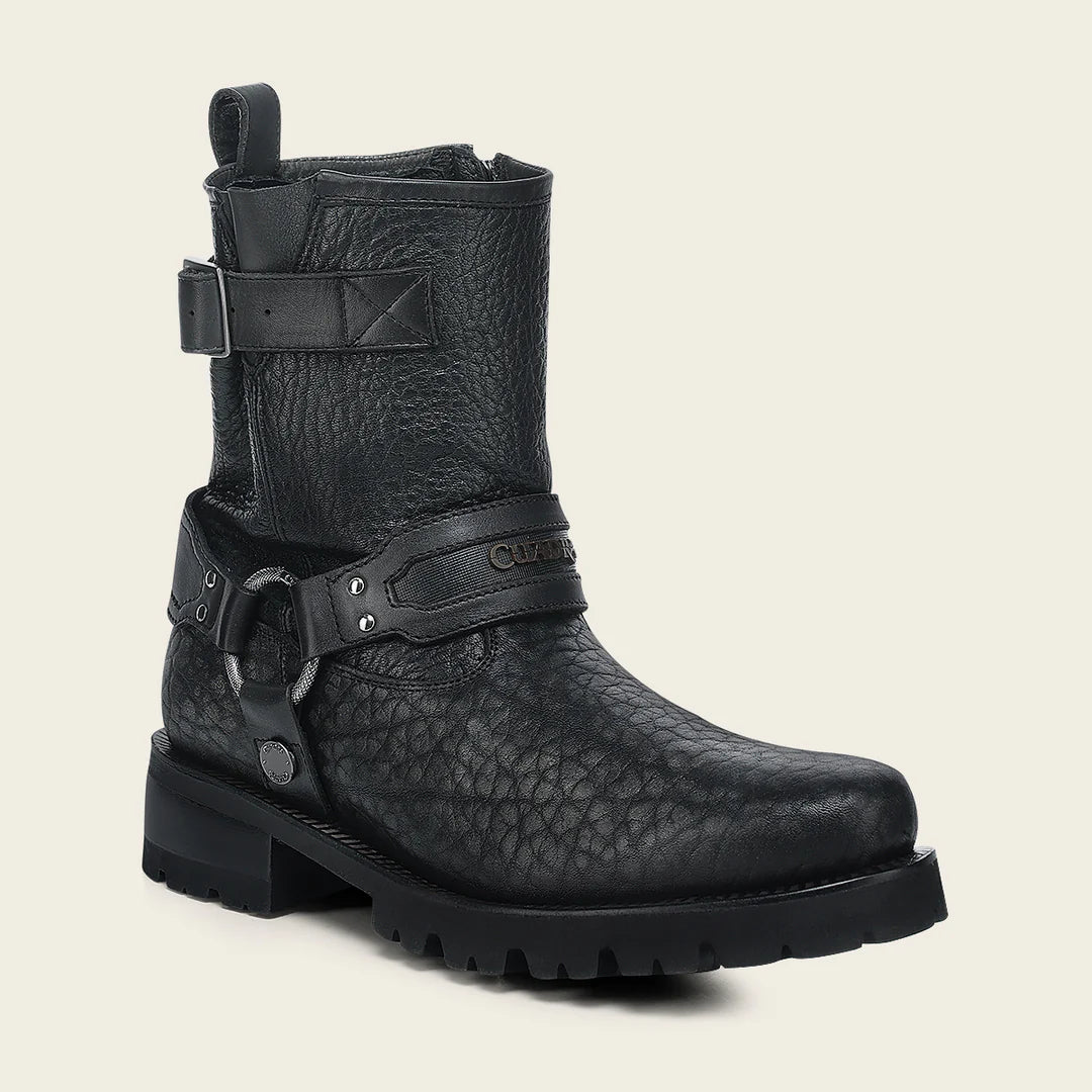 4D27TC - Cuadra black dress casual bull neck leather zip ankle boots for men