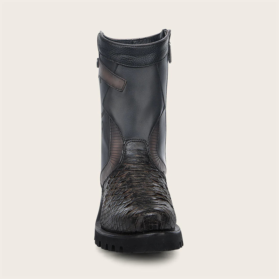 4D28PH - Cuadra black dress casual python skin zip ankle boots for men