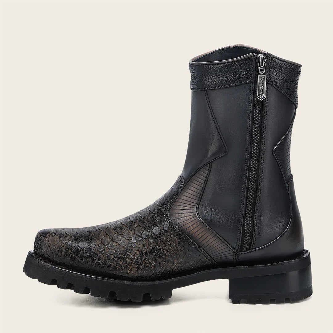 4D28PH - Cuadra black dress casual python skin zip ankle boots for men