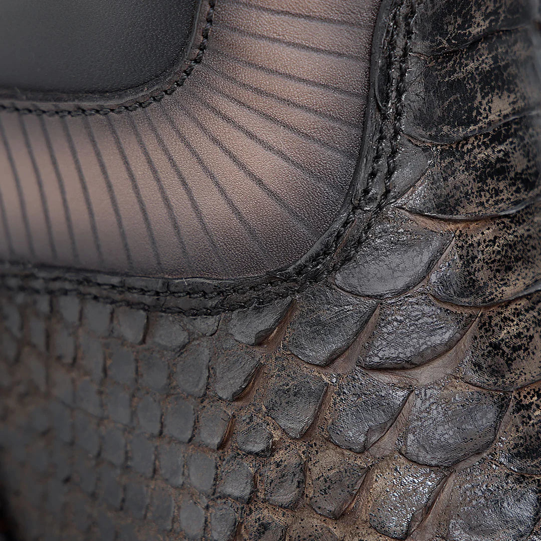 4D28PH - Cuadra black dress casual python skin zip ankle boots for men