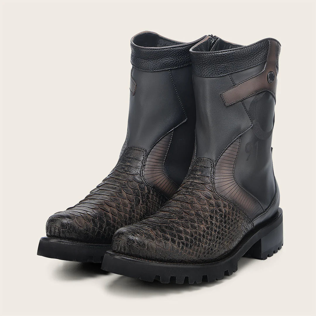4D28PH - Cuadra black dress casual python skin zip ankle boots for men
