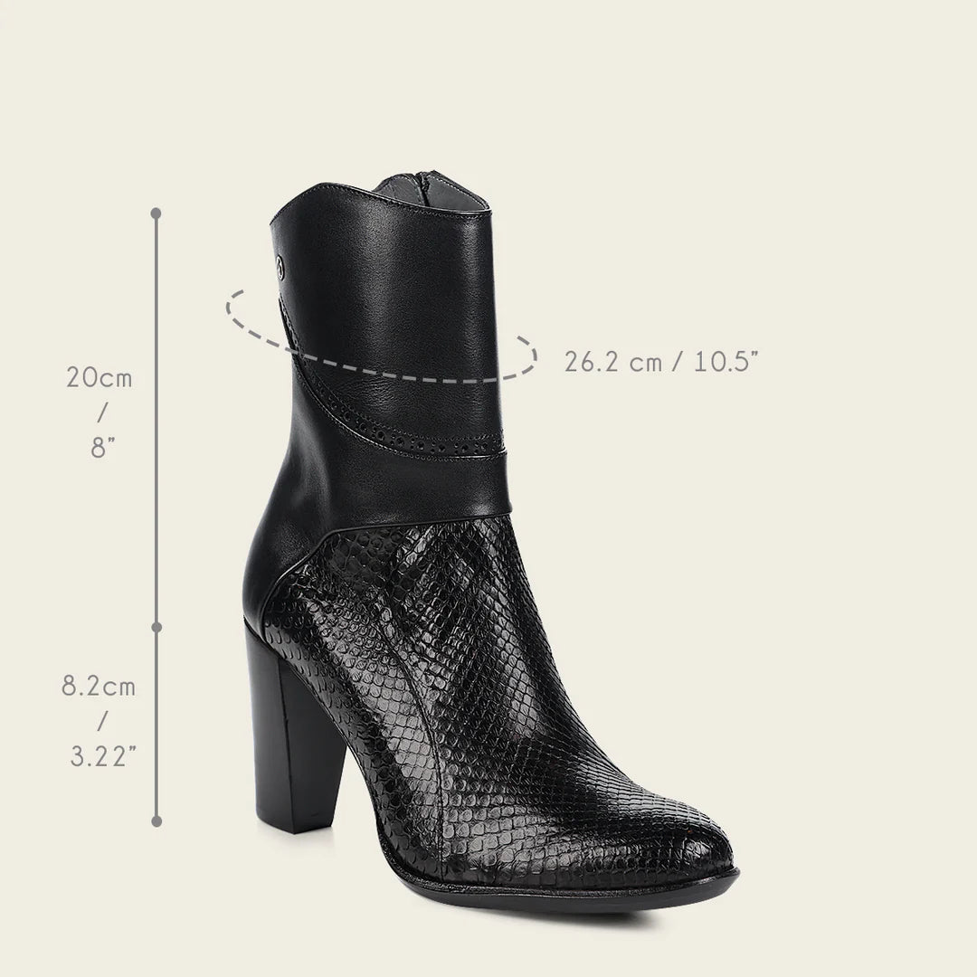 4G3PMTS - Franco Cuadra Black Casual Fashion Python Skin Ankle Boots