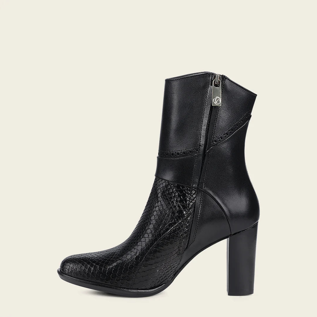 4G3PMTS - Franco Cuadra Black Casual Fashion Python Skin Ankle Boots