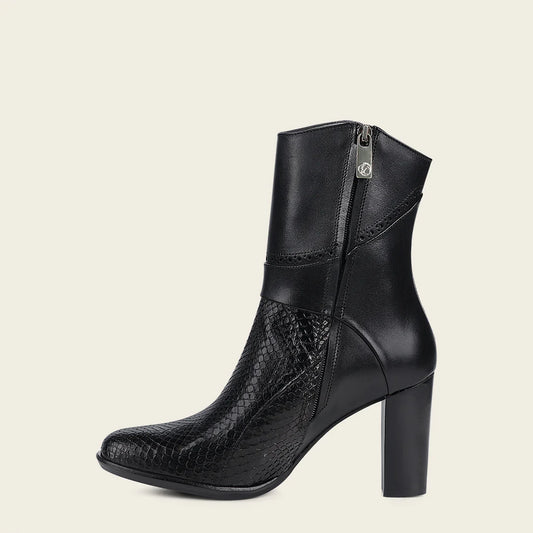 4G3PMTS - Franco Cuadra Black Casual Fashion Python Skin Ankle Boots