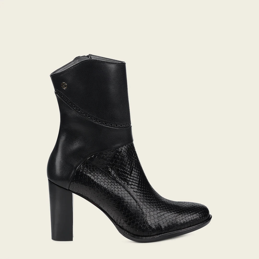 4G3PMTS - Franco Cuadra Black Casual Fashion Python Skin Ankle Boots