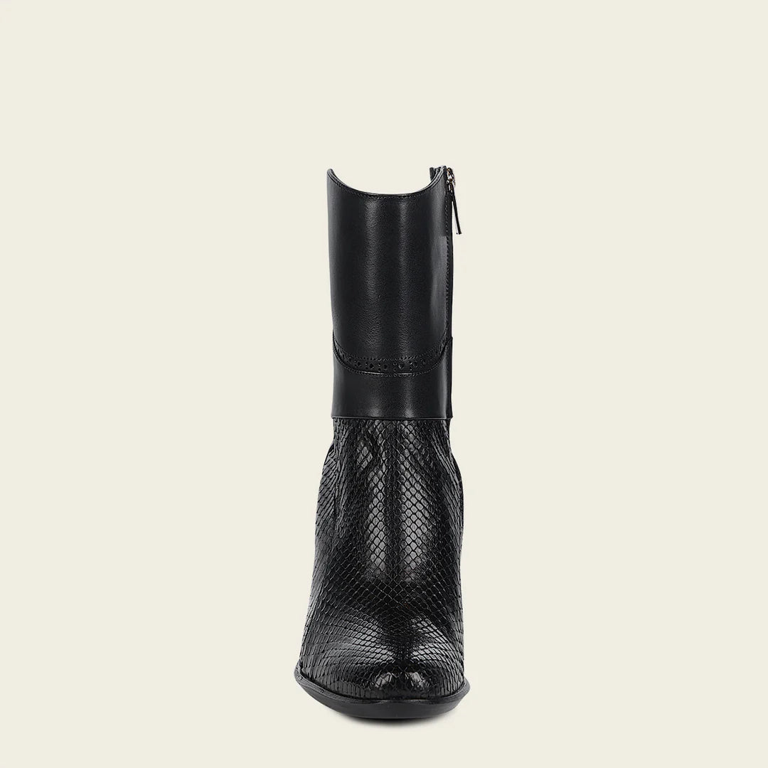 4G3PMTS - Franco Cuadra Black Casual Fashion Python Skin Ankle Boots
