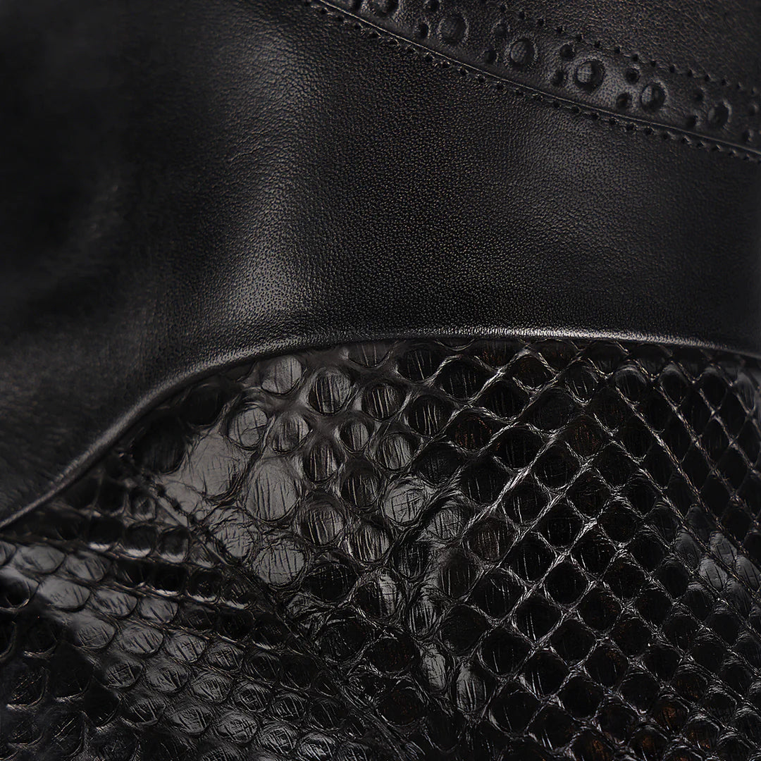 4G3PMTS - Franco Cuadra Black Casual Fashion Python Skin Ankle Boots