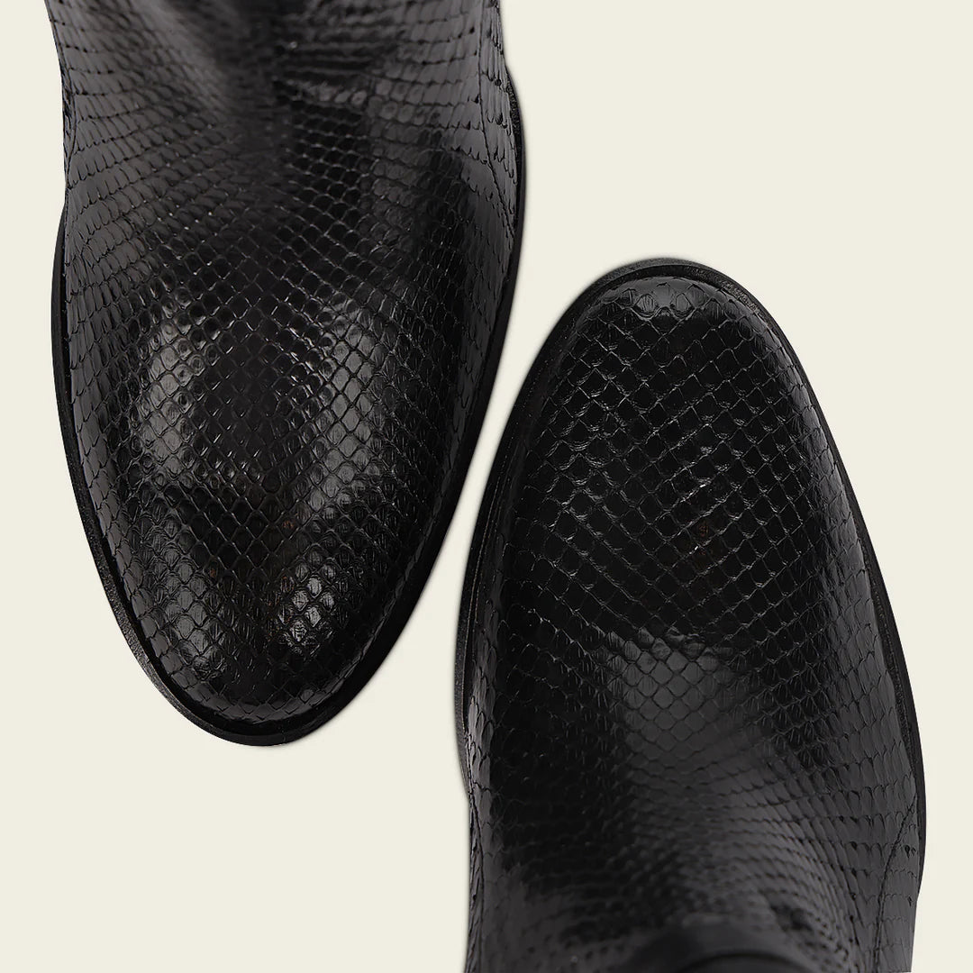 4G3PMTS - Franco Cuadra Black Casual Fashion Python Skin Ankle Boots