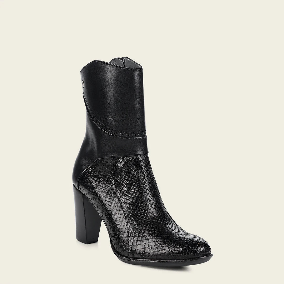 4G3PMTS - Franco Cuadra Black Casual Fashion Python Skin Ankle Boots