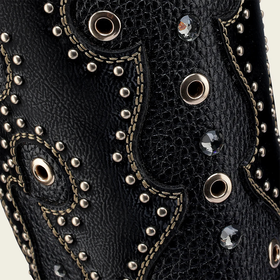4I14PH - Cuadra Black Python Boots for Women
