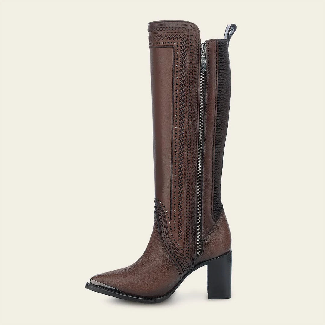 4I16RS - Cuadra brown western cowgirl cowhide leather ankle boots for women