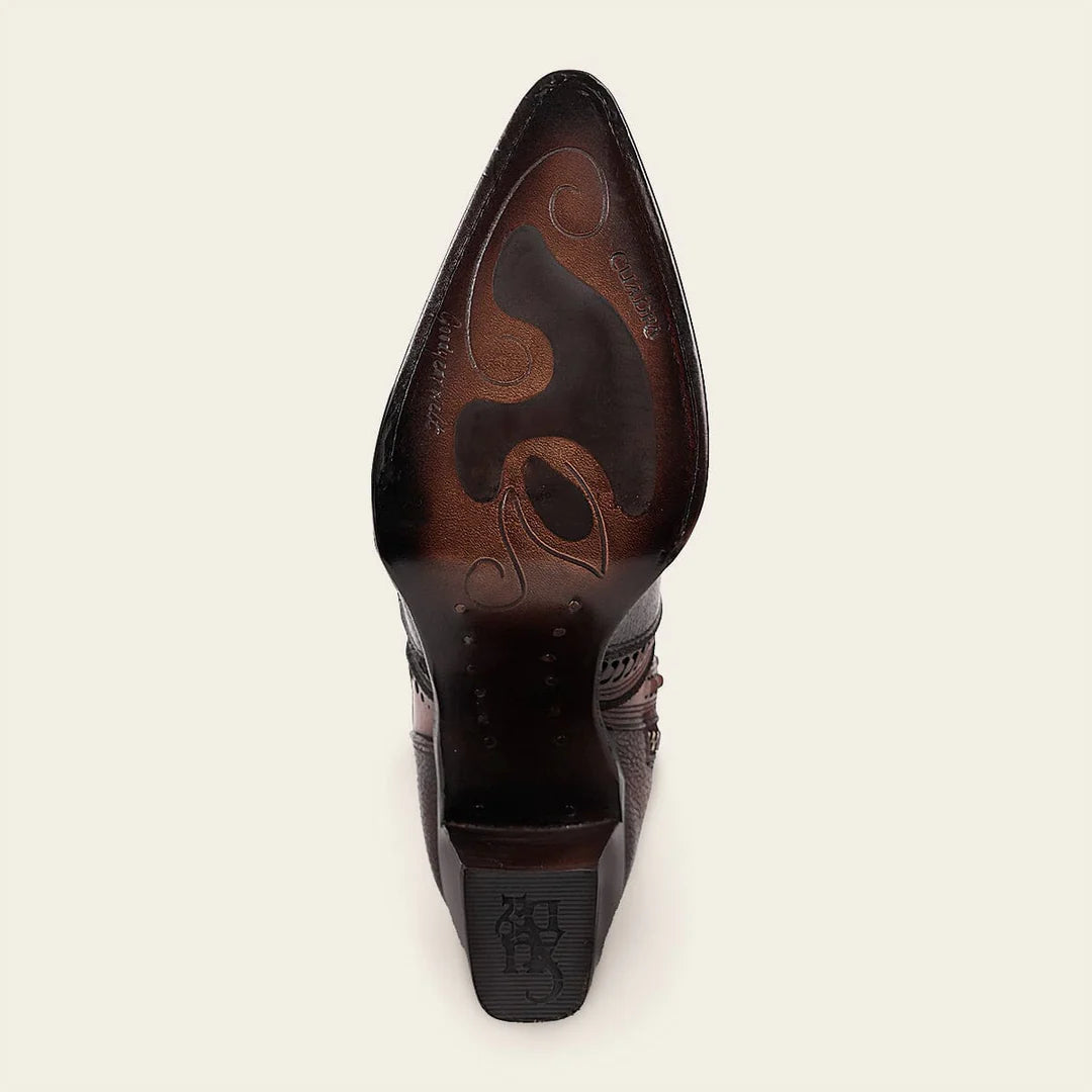 4I16RS - Cuadra brown western cowgirl cowhide leather ankle boots for women