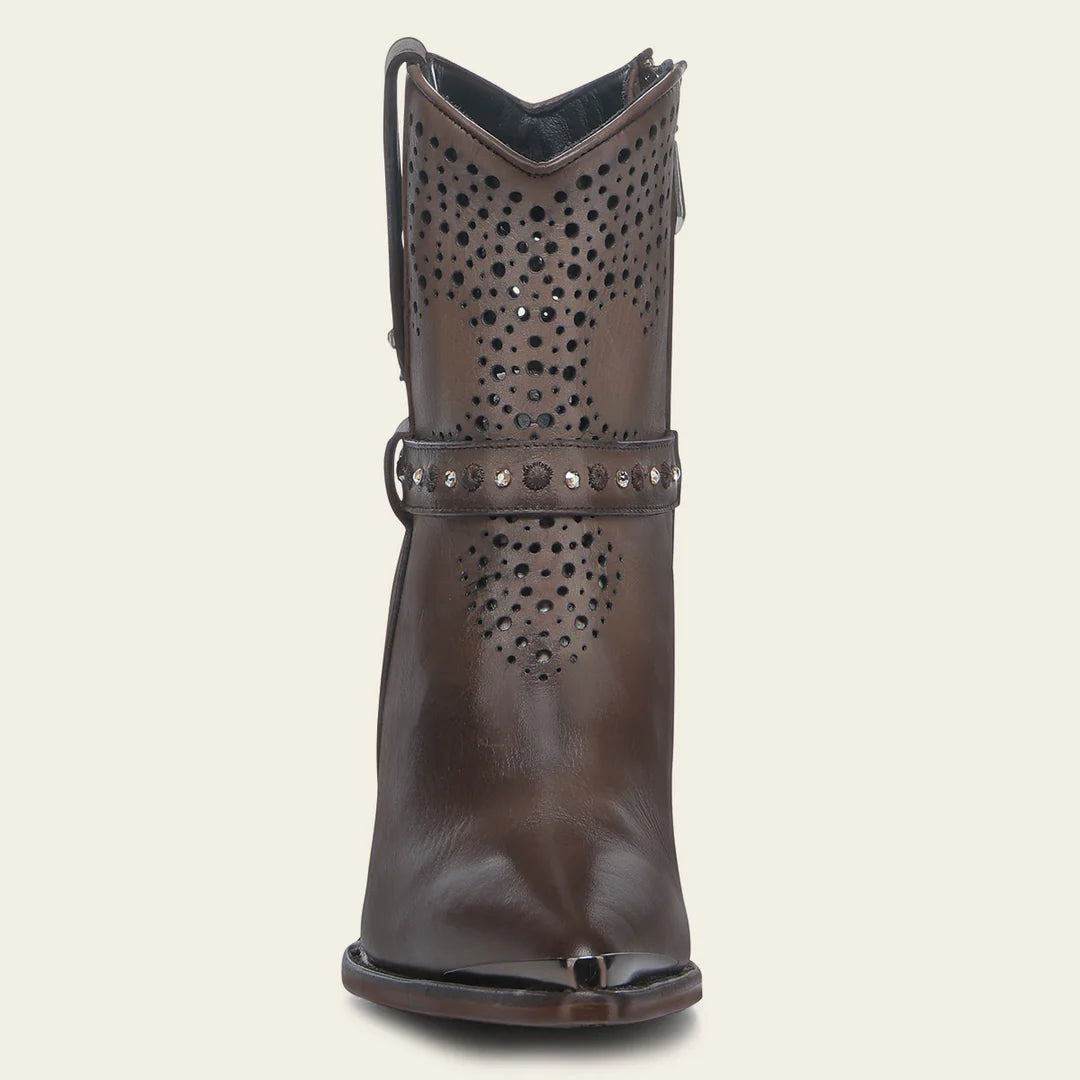 4I18RS - Cuadra brown western cowgirl cowhide leather ankle boots for women