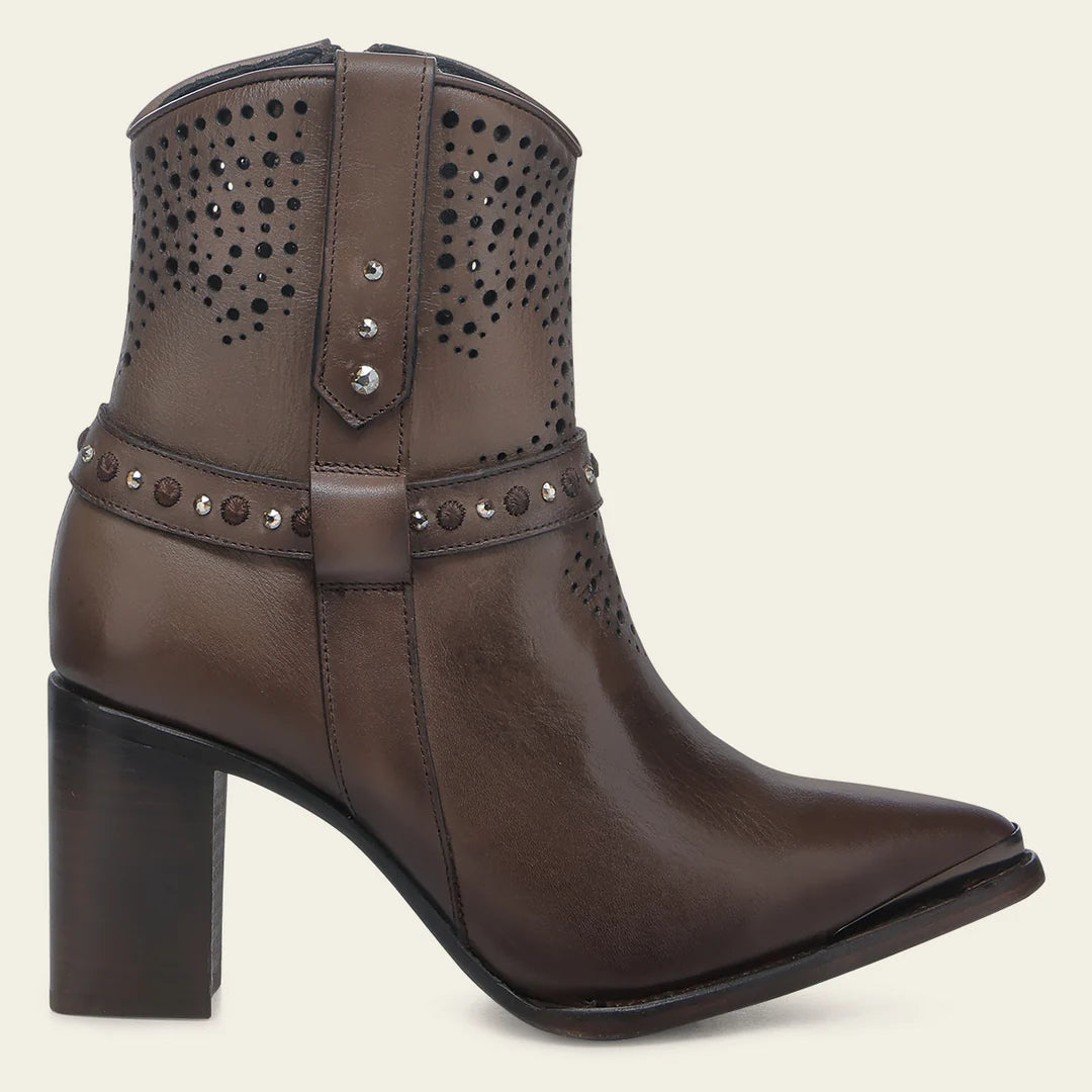 4I18RS - Cuadra brown western cowgirl cowhide leather ankle boots for women