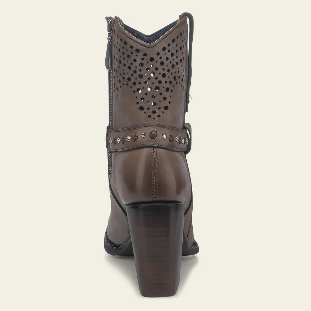 4I18RS - Cuadra brown western cowgirl cowhide leather ankle boots for women