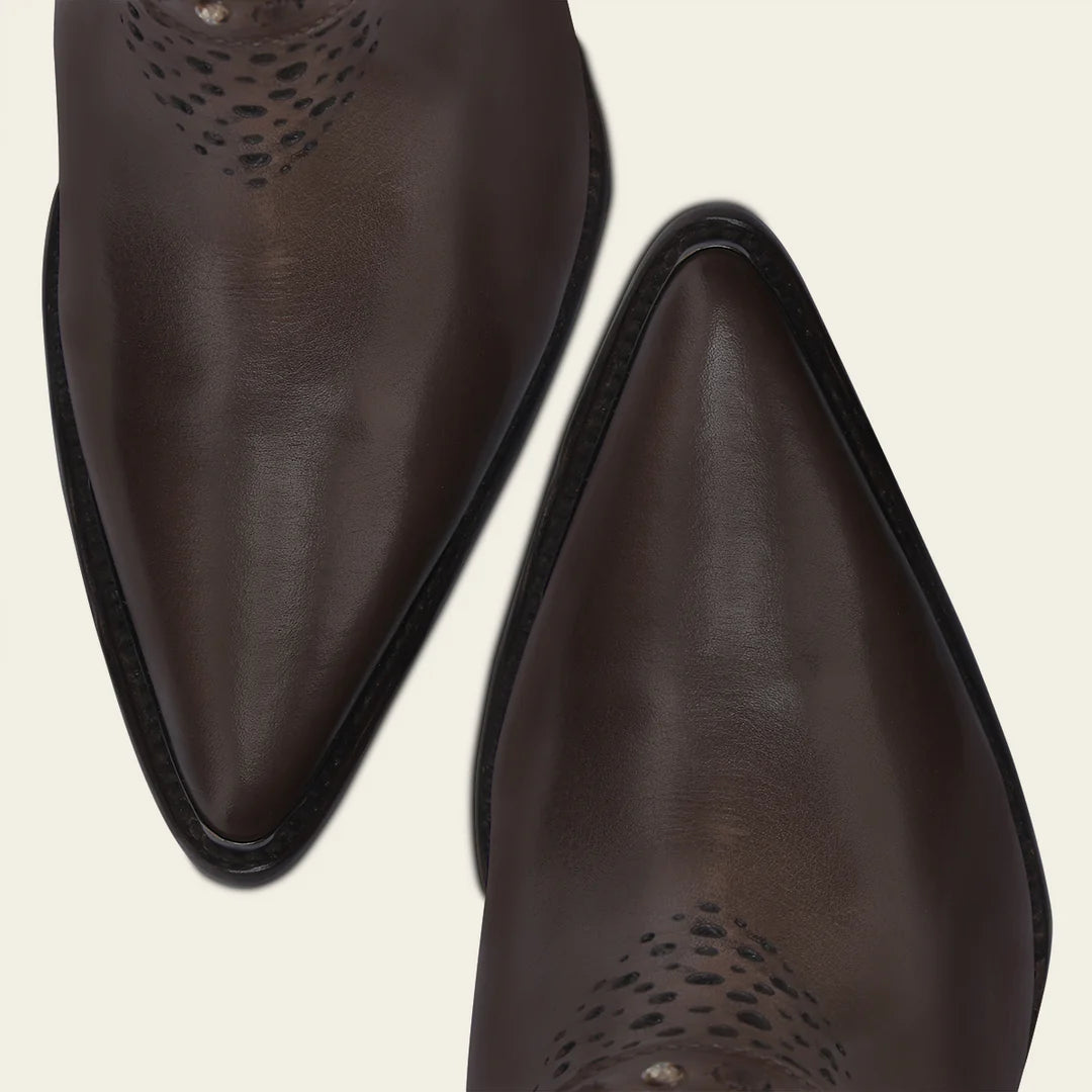 4I18RS - Cuadra brown western cowgirl cowhide leather ankle boots for women
