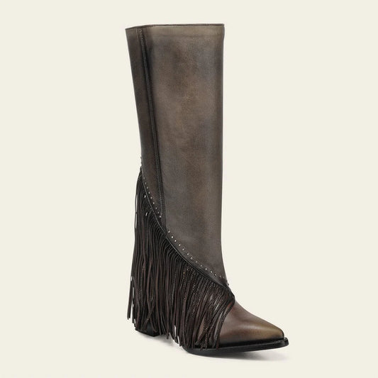 4I21RS - Cuadra brown western cowgirl cowhide leather ankle boots for women