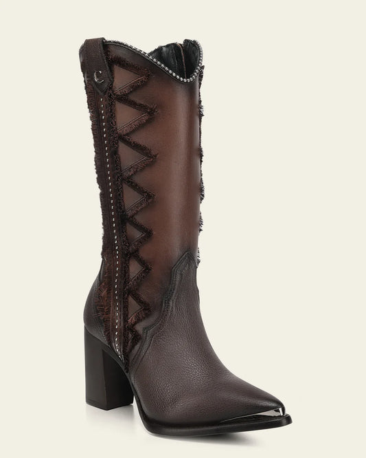 4I28RS - Cuadra Brown Western Cowgirl Cowhide Leather Boots for Women