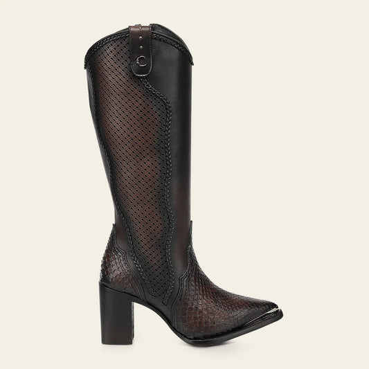 4I29PM- Cuadra chocolate python boots for women