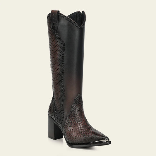 4I29PM- Cuadra chocolate python boots for women