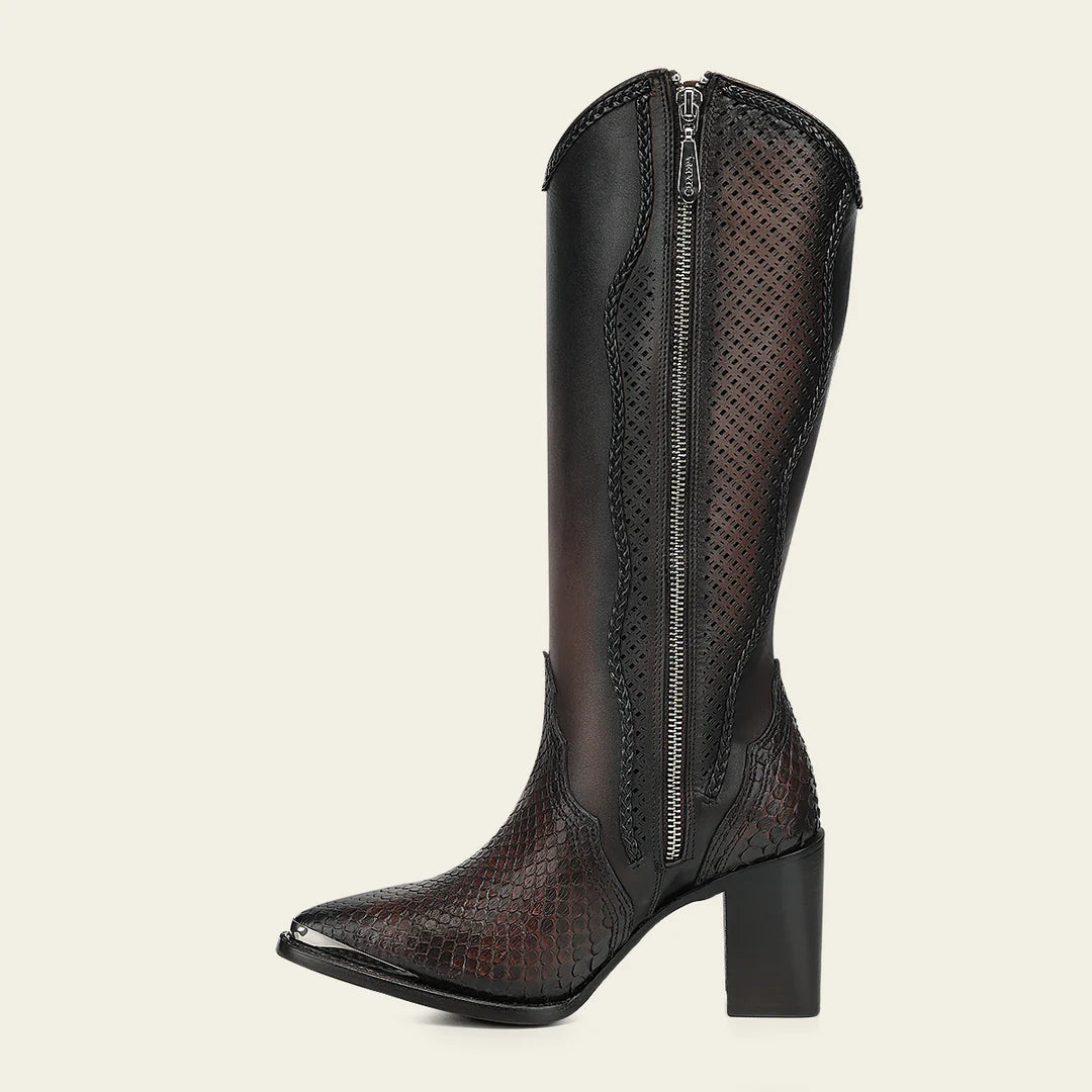4I29PM- Cuadra chocolate python boots for women