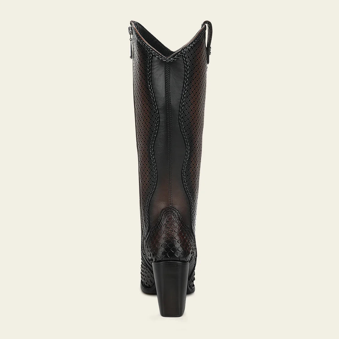 4I29PM- Cuadra chocolate python boots for women