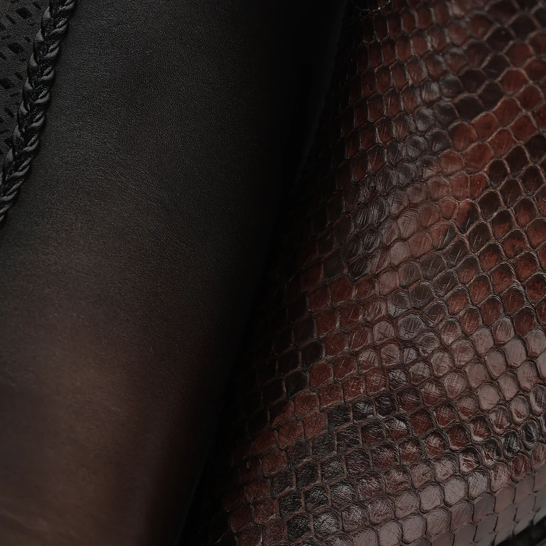 4I29PM- Cuadra chocolate python boots for women