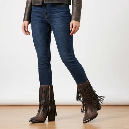 4I31RS - Cuadra honey western cowhide leather ankle boots for women