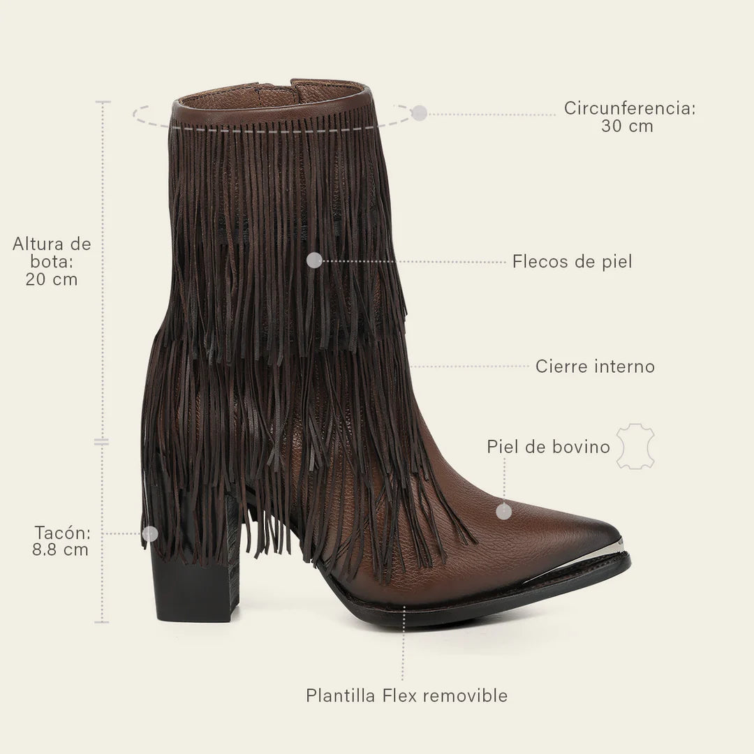 4I31RS - Cuadra honey western cowhide leather ankle boots for women