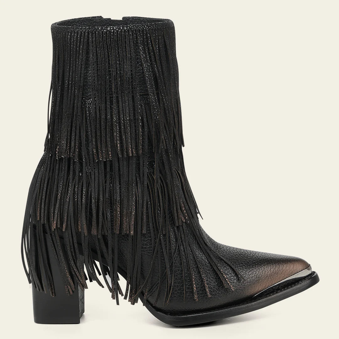 4I31RS - Cuadra black western cowhide leather ankle boots for women