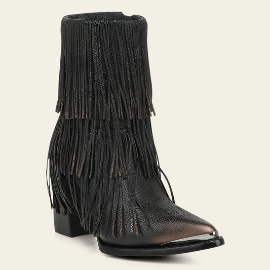 4I31RS - Cuadra Black Western Cowhide Leather Ankle Boots for Women