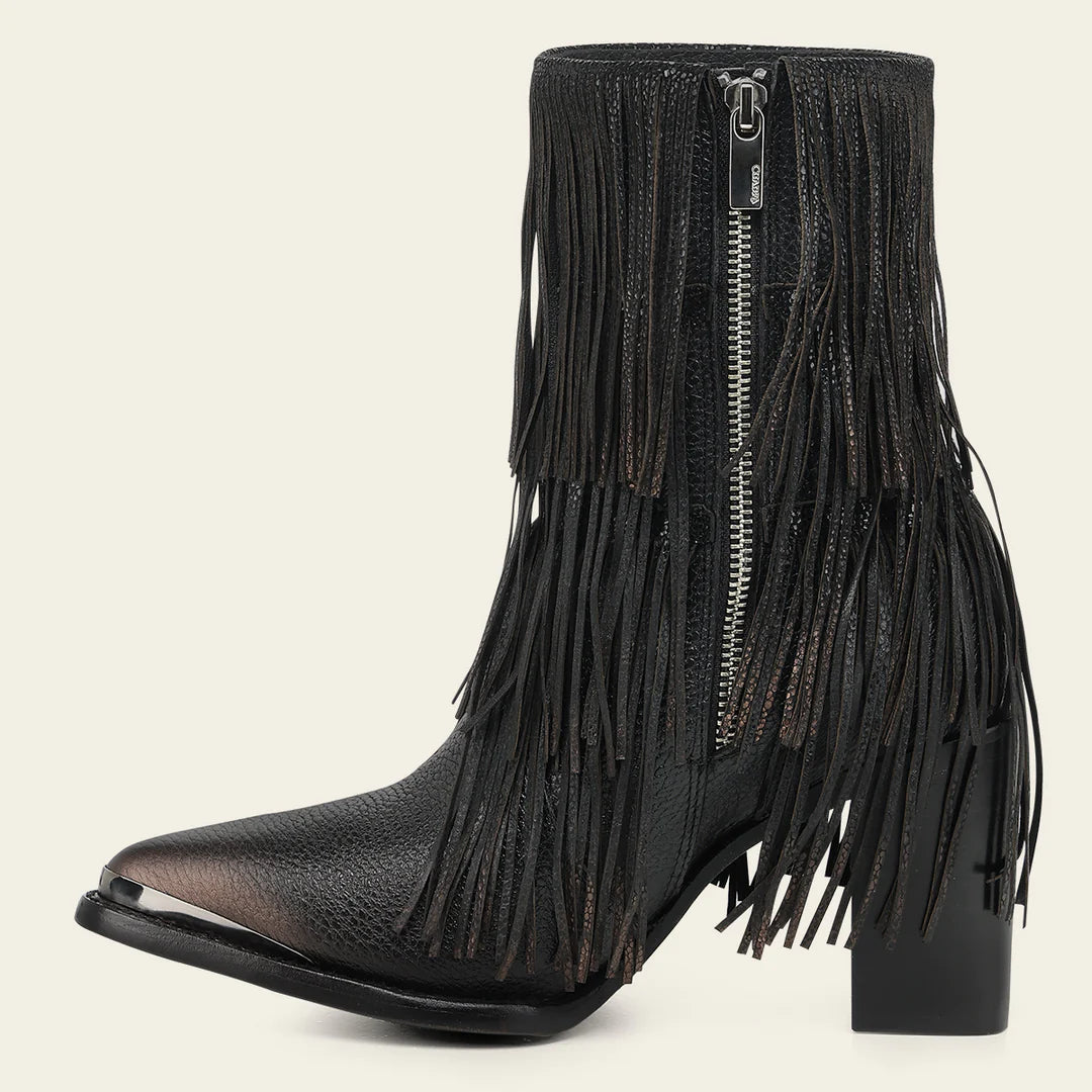 4I31RS - Cuadra black western cowhide leather ankle boots for women