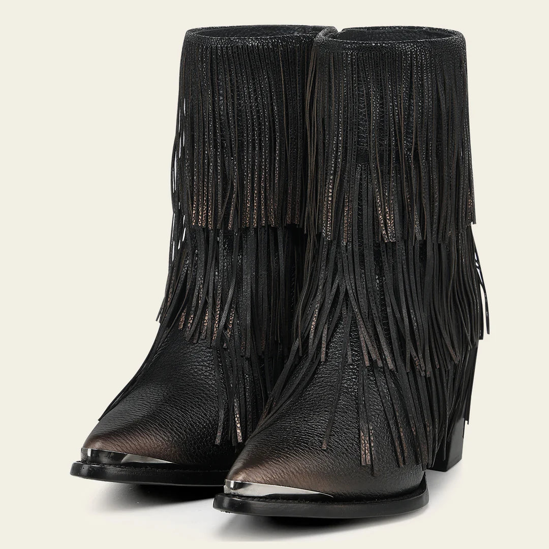 4I31RS - Cuadra Black Western Cowhide Leather Ankle Boots for Women