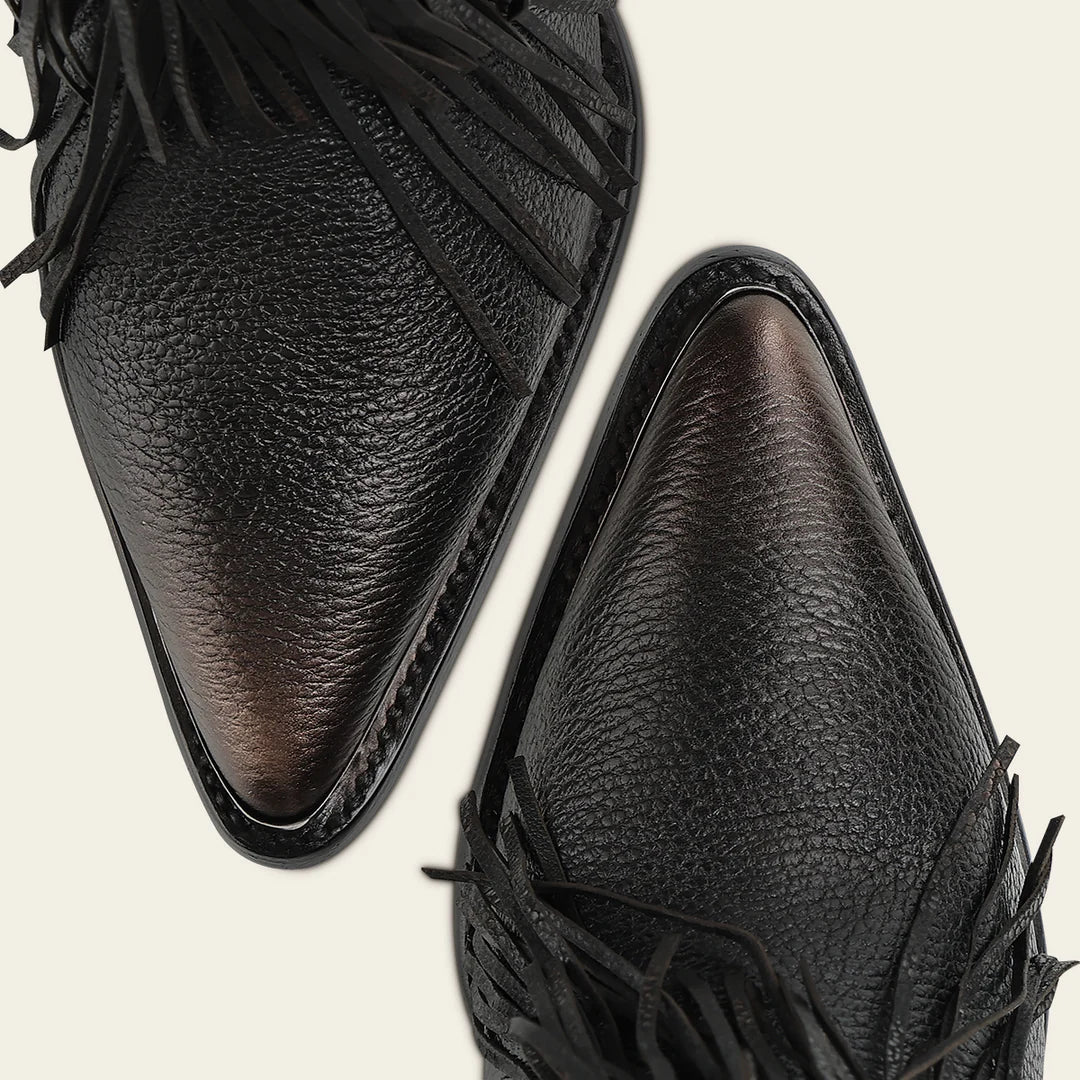 4I31RS - Cuadra black western cowhide leather ankle boots for women