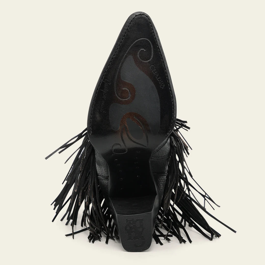 4I31RS - Cuadra black western cowhide leather ankle boots for women