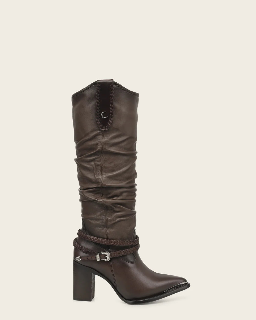 4I33RS - Cuadra brown slouch western knee-high cowhide leather boots for women