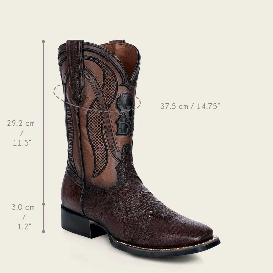 4L01AB - Cuadra Brown Cowboy Rodeo Ostrich Leather Boots for Men