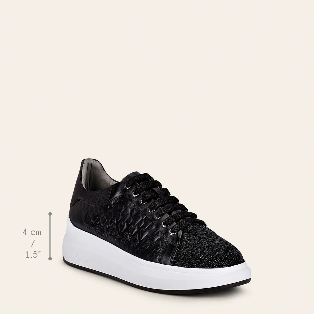 4P3MTTS - Franco Cuadra black stingray leather platform sneakers for women