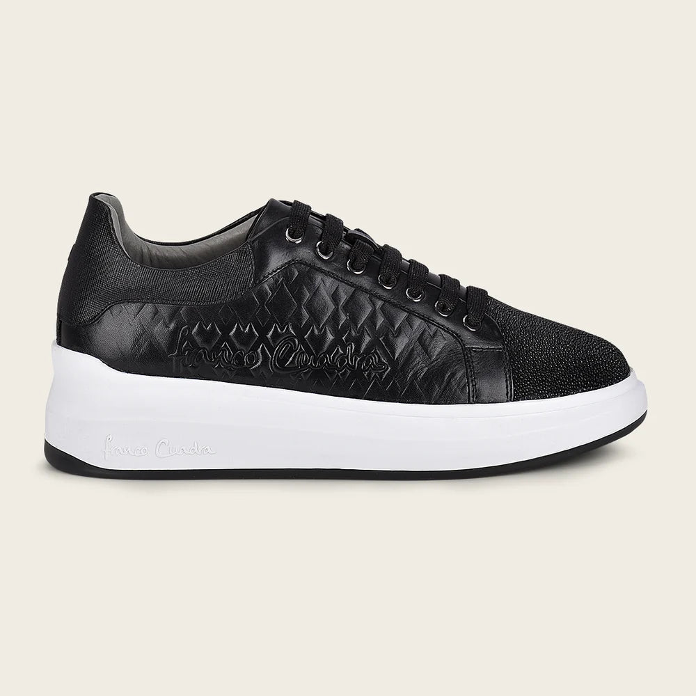 4P3MTTS - Franco Cuadra black stingray leather platform sneakers for women