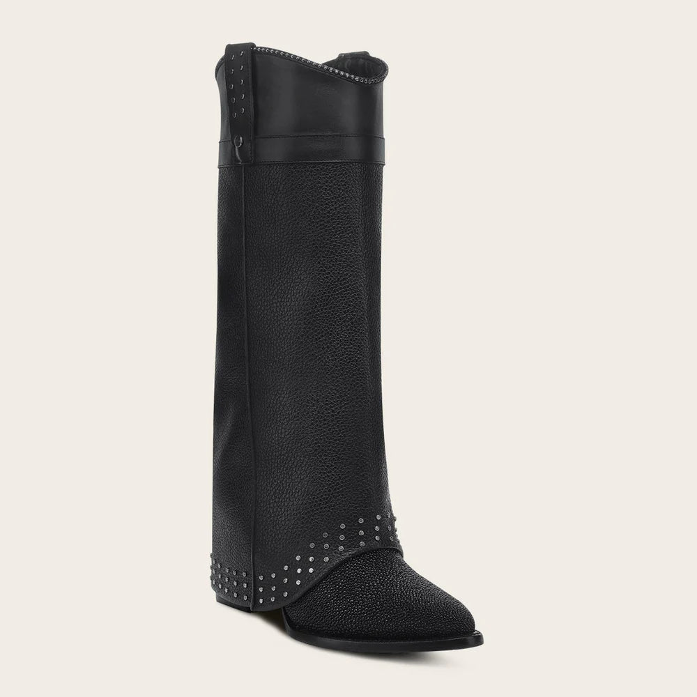 4Q15MA - Cuadra black stingray skin ankle boots for women