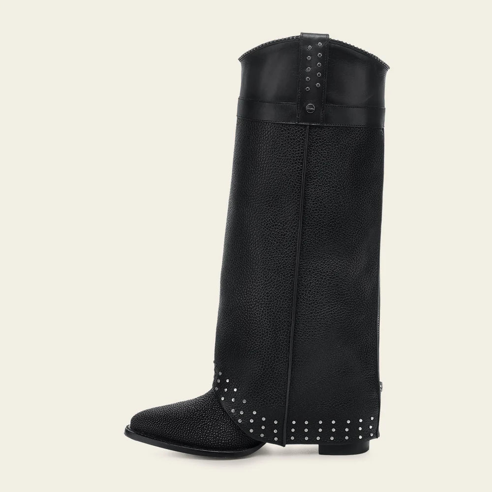 4Q15MA - Cuadra black stingray skin ankle boots for women