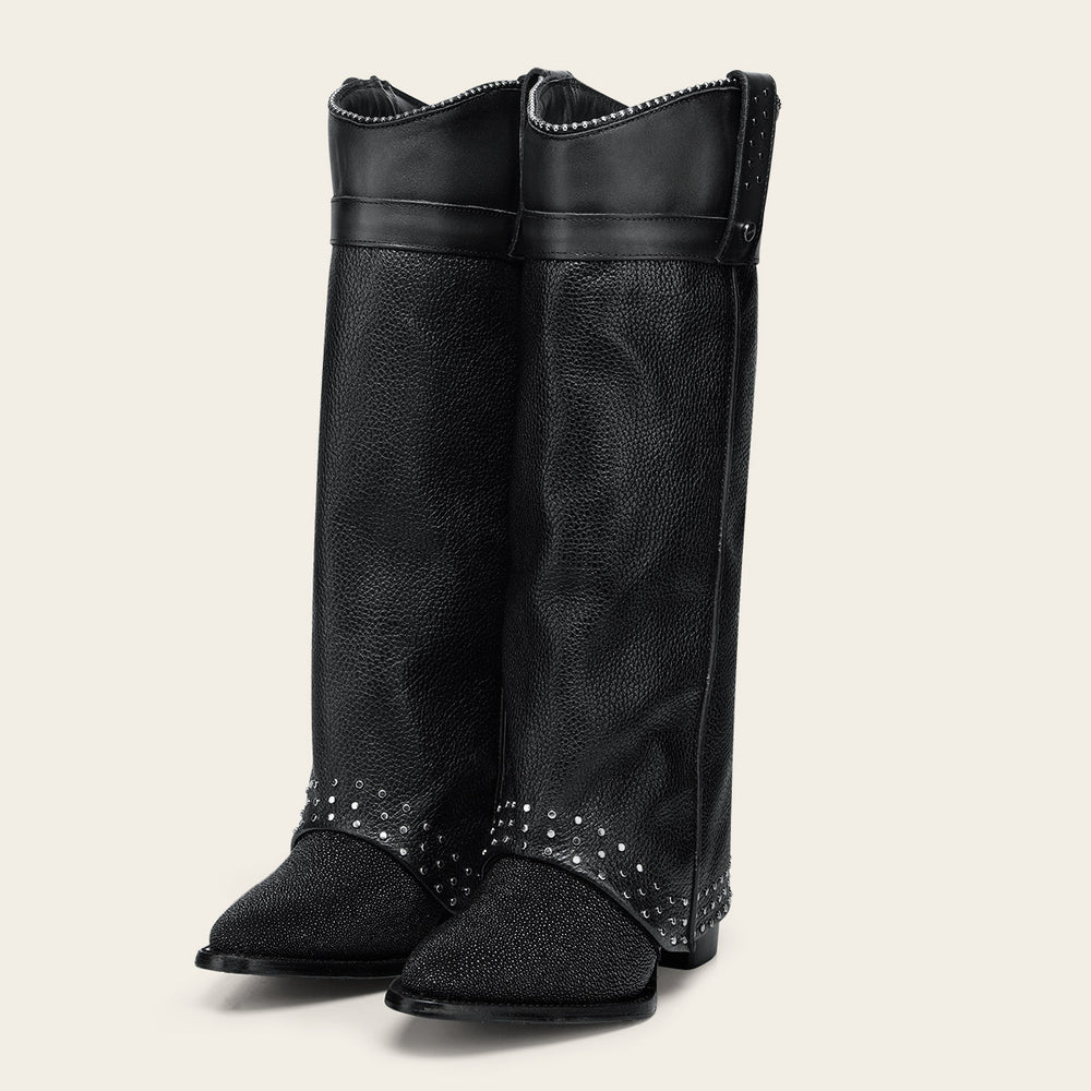 4Q15MA - Cuadra black stingray skin ankle boots for women