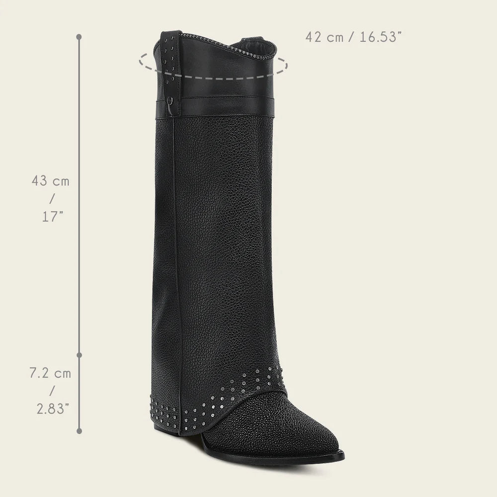 4Q15MA - Cuadra black stingray skin ankle boots for women