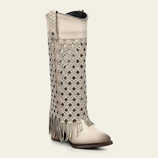 4Q19RS - Cuadra beige western cowgirl cowhide leather boots for women