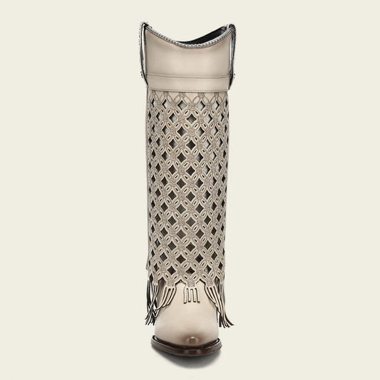 4Q19RS - Cuadra beige western cowgirl cowhide leather boots for women